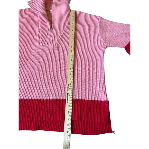 English Factory Contrast Zip Pullover Sweater size L Pink Red - Picture 7 of 10